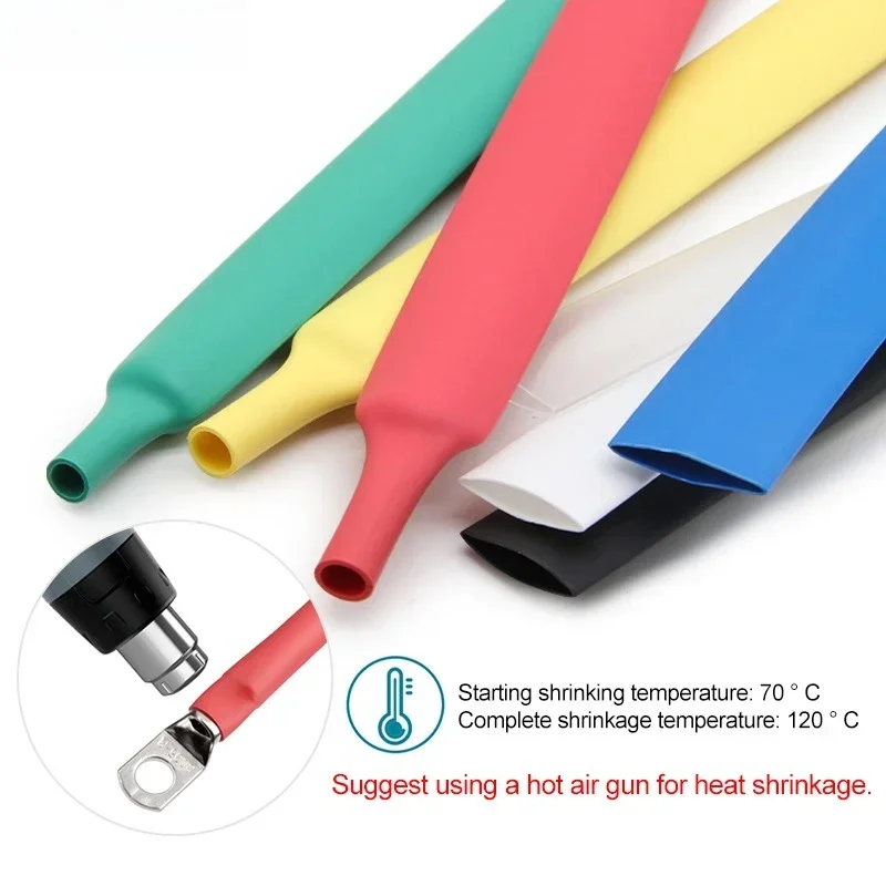 2:1 Ratio Heat Shrink Tube 1-210mm Diameter Colored Polyolefin Wire Sleeve Waterproof Insulated Protector Electrical Connection