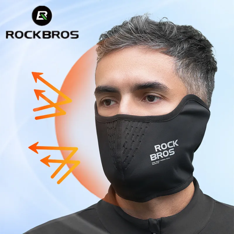 ROCKBROS Winter Balaclava Cycling Mask Keep Warm Half Face Mask Windproof Thermal Soft Face Mask Training Outdoor Sports Mask