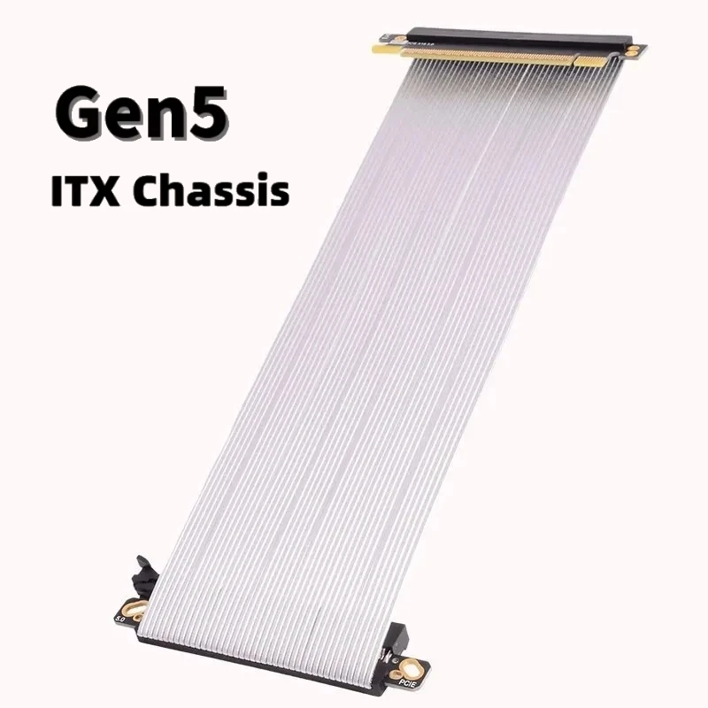 

Silver-Plated PCI Express 5.0 X16 Double Reverse Extension ITX Chassis Video Card Cable GEN5 High-Speed RTX5080 Gaming PC Server