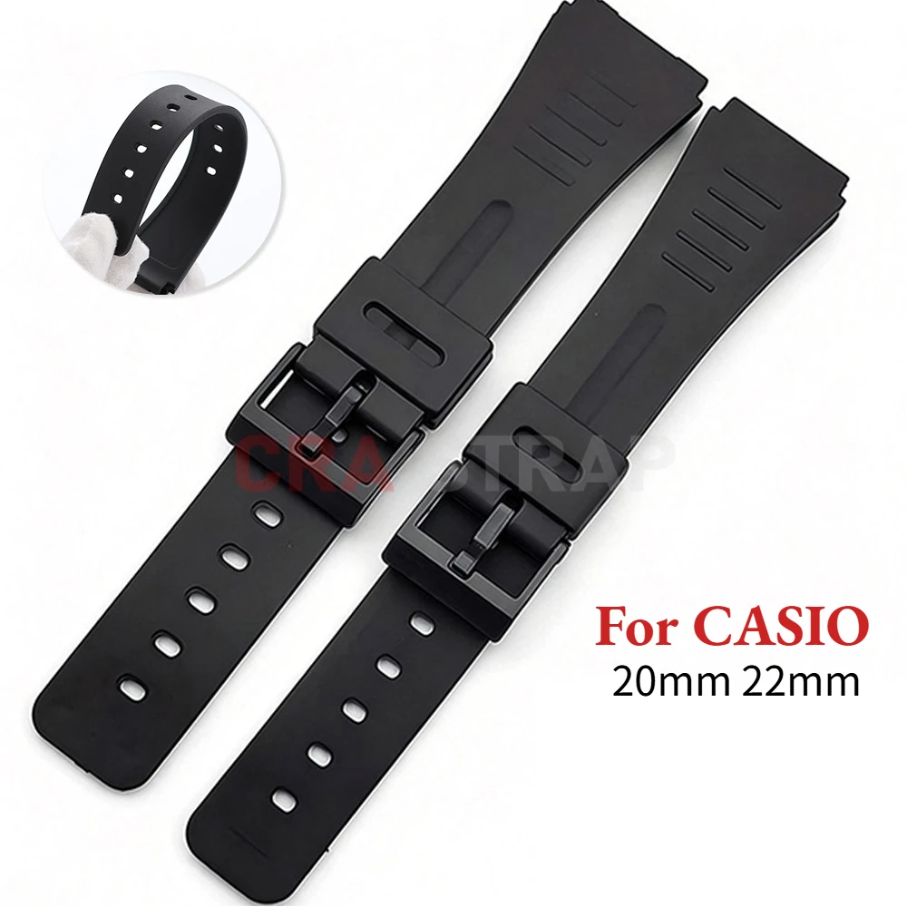 20mm 22mm for CASIO Plastic Strap for Seiko Bracelet Needle Buckle Sport Resin Black Watchband for Men Women Replace Accessories