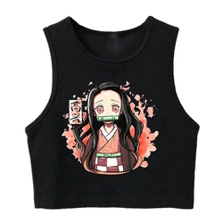 Kimetsu No Yaiba Crop Top Demon Slayer T Shirt Tank Top Vest Nezuko Japanese Anime Tshirt Tanjirou Kamado Cropped Female T-shirt