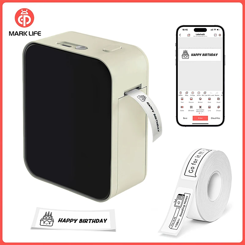 

Marklife P15 Portable Thermal Printer Mini Label Printer Maker Inkless Self-adhesive Printing Machine Sticker Labeling Machine