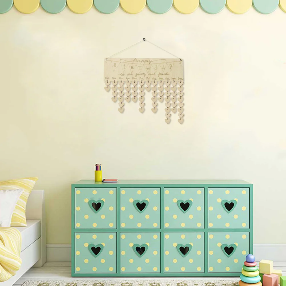 DIY Wooden Calendar Happy Birthday Board Plaque Wall Hanging Family Birthday Anniversary Reminders Indoor Decor