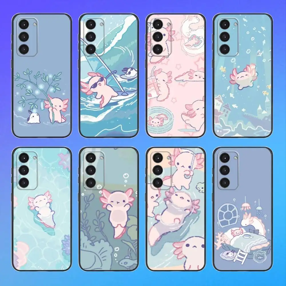 

Cartoon A-Axolotl Phone Case For Samsung A73,A72,A71,A70,A53,A52,A51 Black Soft Case