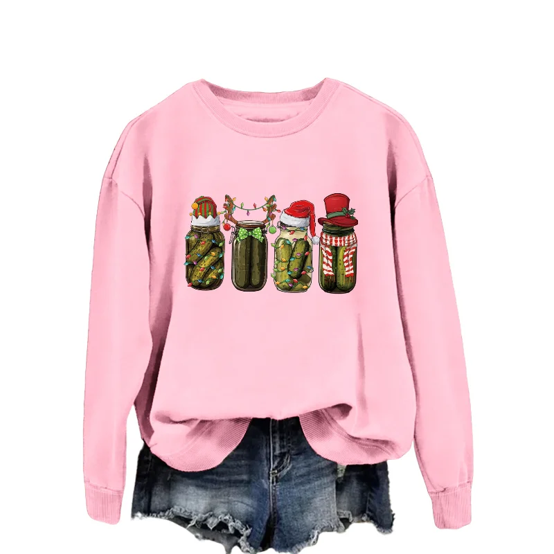 

Новый пуловер с принтом огурцов, рождественский персонализированный топ с длинными рукавами для женщин, уличная женская толстовка