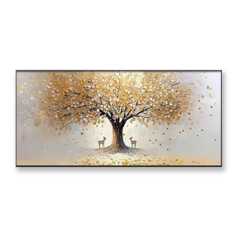 

Golden Wealth Tree Oil Painting Living Room Hanging Painting Pure Handmade Decorative Painting Sofa Background Hanging Painting