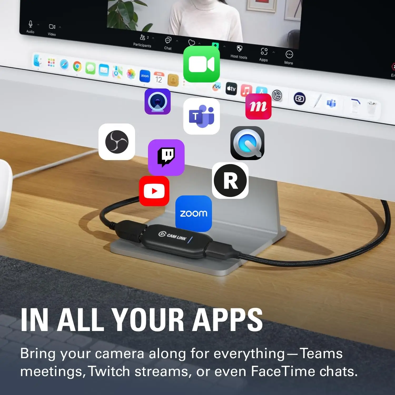 بطاقة التقاط خارجية Elgato Cam Link 4K لـ DSLR وكاميرا الفيديو، كاميرا ActionCam كاميرا ويب HDMI إلى USB 3.0، PC/Mac/iPad