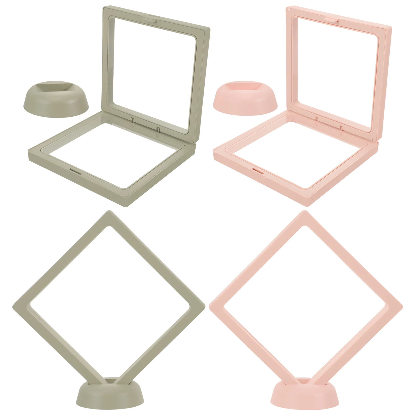 

4 set Jewelry Display Box 11x11 Green Pink PE Film Anti oxidation Portable Transparent Case for Rings Earrings Necklace Floating