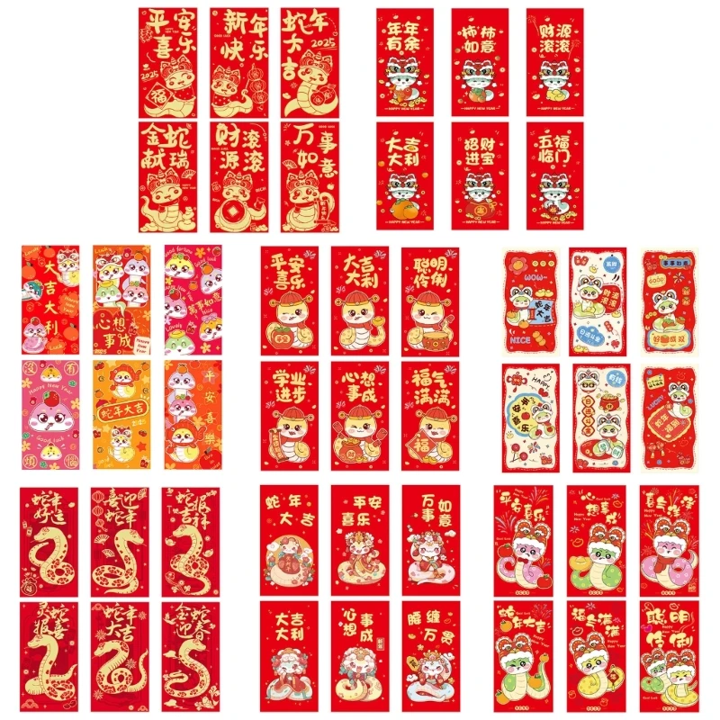 30 Count 2025 Snake Zodiacs Redness Envelopes for Chinese New Year Celebration Practical Spring Festival Money Pockets Dropship