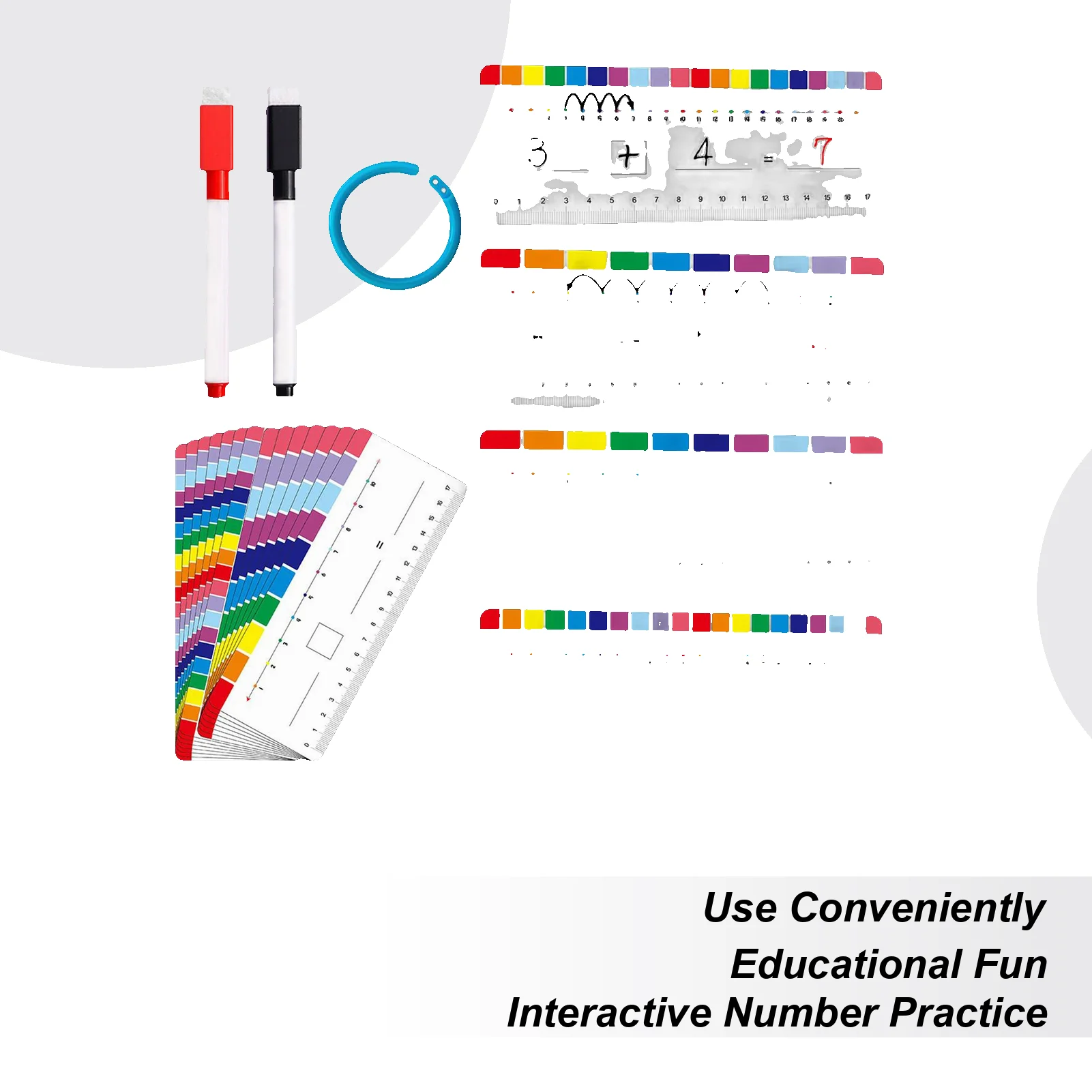 숫자 라인 수학 카드 세트 덧셈 뺄셈 교육용 게임 카드 지울 수 있는 양면 화이트보드 플래시 카드 세트 어린이용