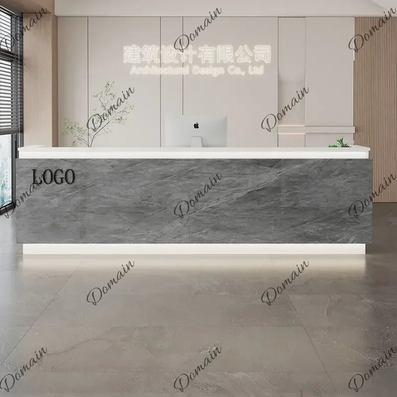 M4T S Company Executive Reception Desks Led Lights Led Aesthetic Design White Display Reception Desks Mostrador Commercial Furni