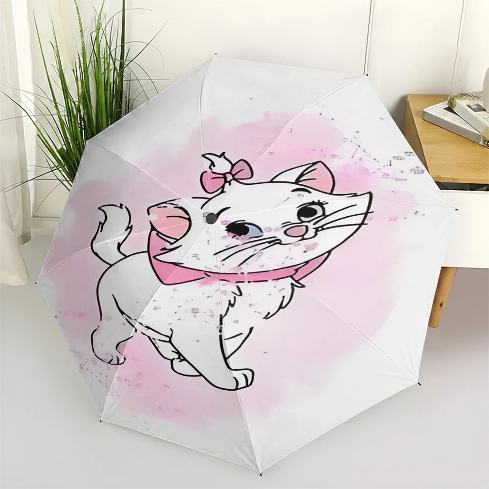 

Автоматический складной зонт с акварельным принтом Disney Marie Cat Pink, ветрозащитный водонепроницаемый дорожный зонт для женщин и девочек, портативный