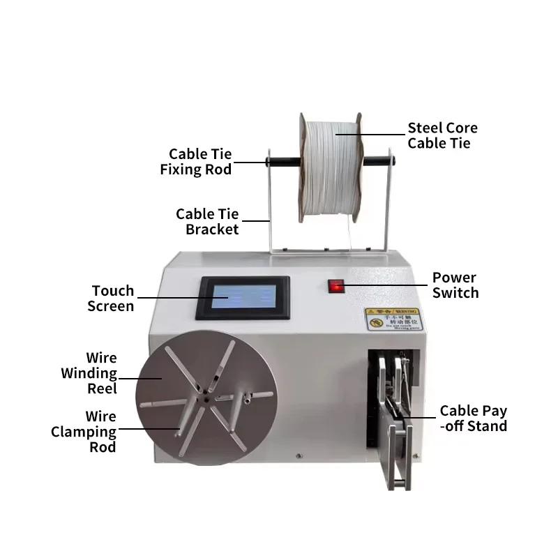 

Automatic Small Cable Wire Winding and Binding Machine Intelligent Touch Screen or Push Button for Data Cable Cord Tie Winder