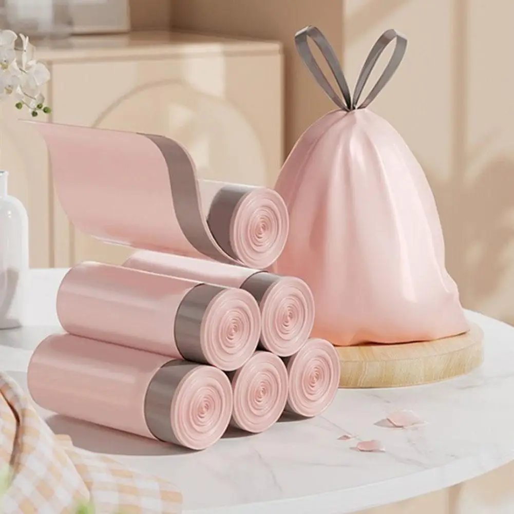 100 Stück Verstärkte und Langlebige Müllbeutel, für Badezimmer, Küchen und Wohnzimmer, mit Zugband für einfaches Anheben