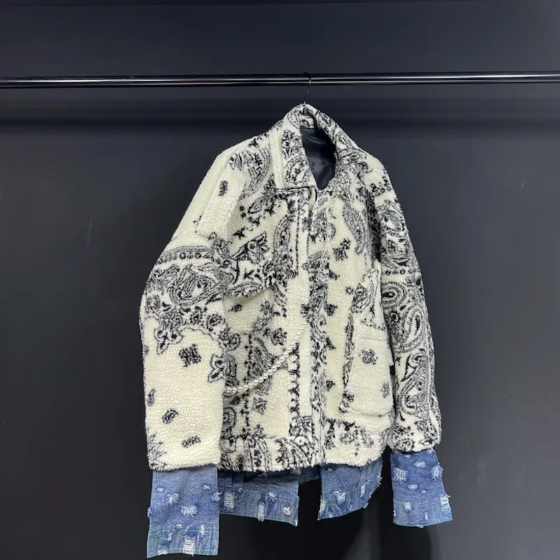 WVGA Autunno Inverno New Man High Street Falso in due pezzi Trendy Giacche a maniche lunghe Nicchia Casual Colletto rovesciato Cappotti Ins W12816