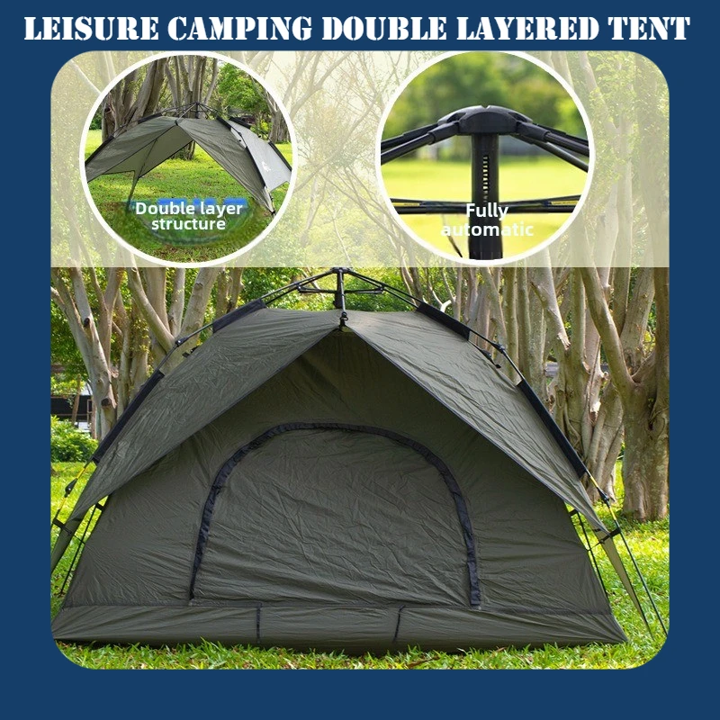 Outdoor Camping Tent Fully Automatic Quick-opening Portable Travel Equipment Folding Tent Outdoor 3-4 People Use