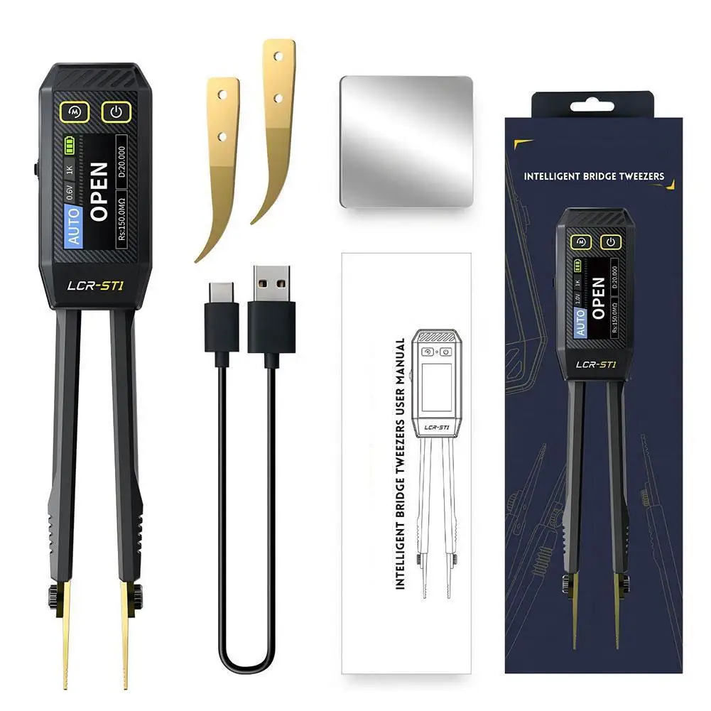 LCR-ST1 Mini Smart Tweezer LCR SMD Tester Resistance Capacitance Inductance Continuity Diode Test Measurement Tools