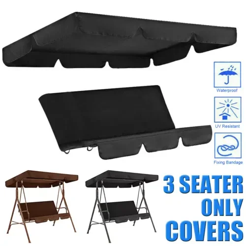 Garden Swing Canopy Seats Replacement Set Seats Covers + Swing Canopy Cover Waterproof Roof Canopy Replacement Swing Chair Awn