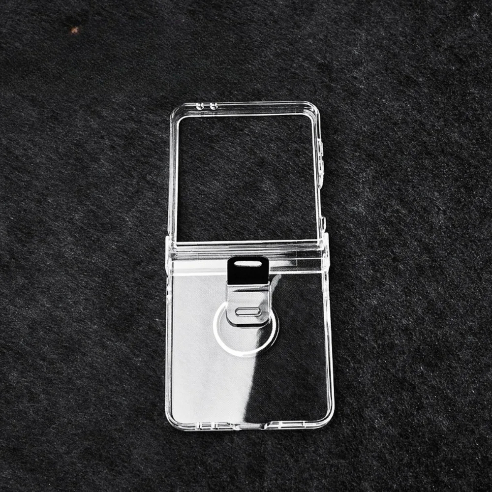 Transparente Handyhülle für Samsung Galaxy Z Flip 8 7 FE 6 5 4 3 Flip7 Flip6 Flip5 mit Ringschutz und klarem, schlankem Hartcover – Detail 1