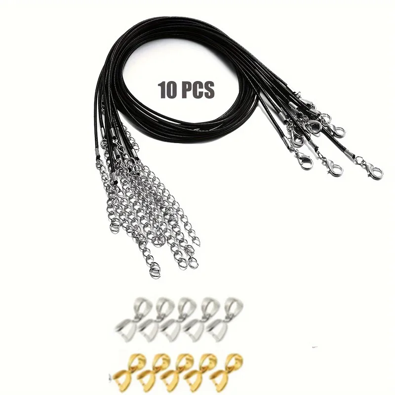 10/28/42/60 Pcs 1.5mm Black Leather Cord Necklace Bulk with Lobster Clasp Necklace Cord for Pendants Bracelet Jewelry Making