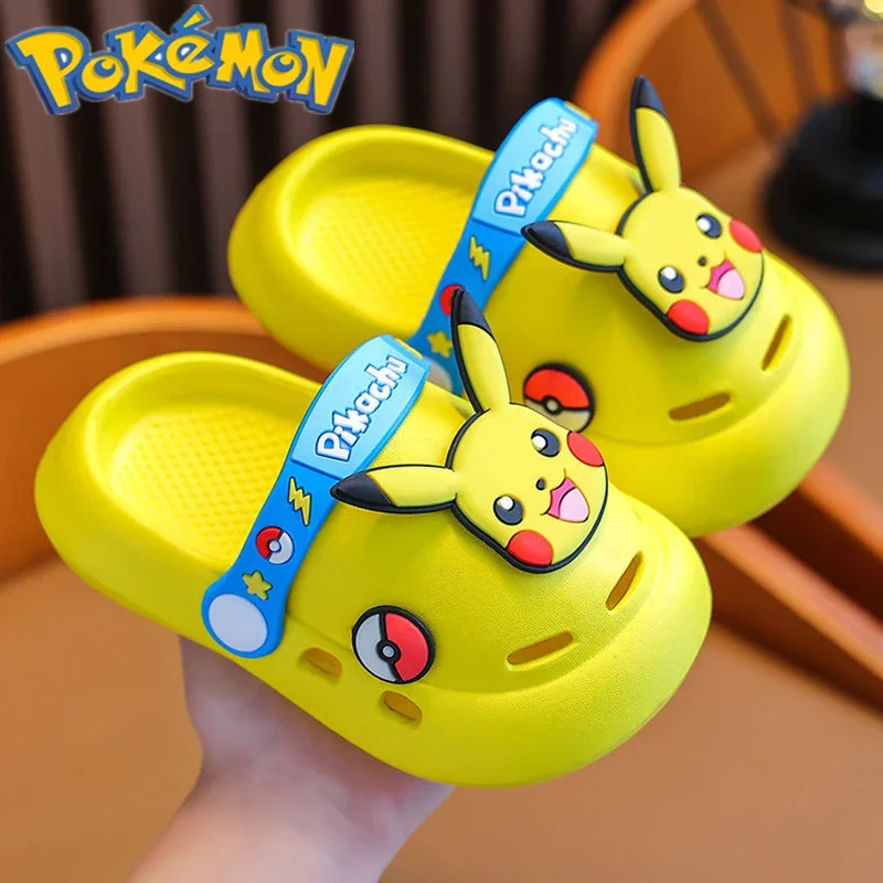 Pokemon Children\'s Slippers Summer Beach Shoes Indoor Non-slip Soft Bottom Kawaii Pikachu Anime Peripheral Toys Birthday Gift