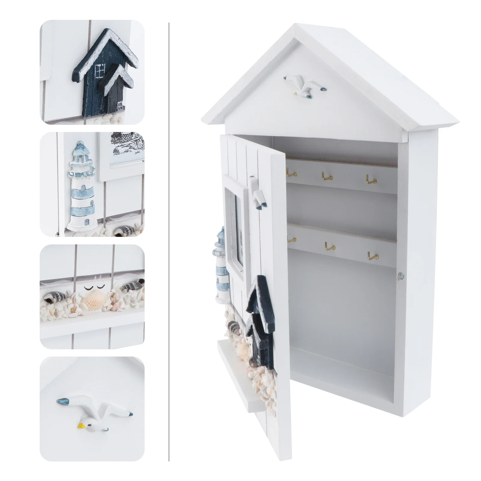 

Wall Mount Key Box Wooden ganizer Storage Case Vintage Key Holder Decorative Hooks Home Storage ganization Accessories