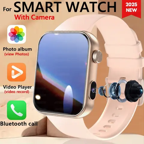2026 New Smart Watch With Camera Heart Rate Sports Bracelet TWS Headset Local Music Bluetooth Talk Smartwatch Men Women