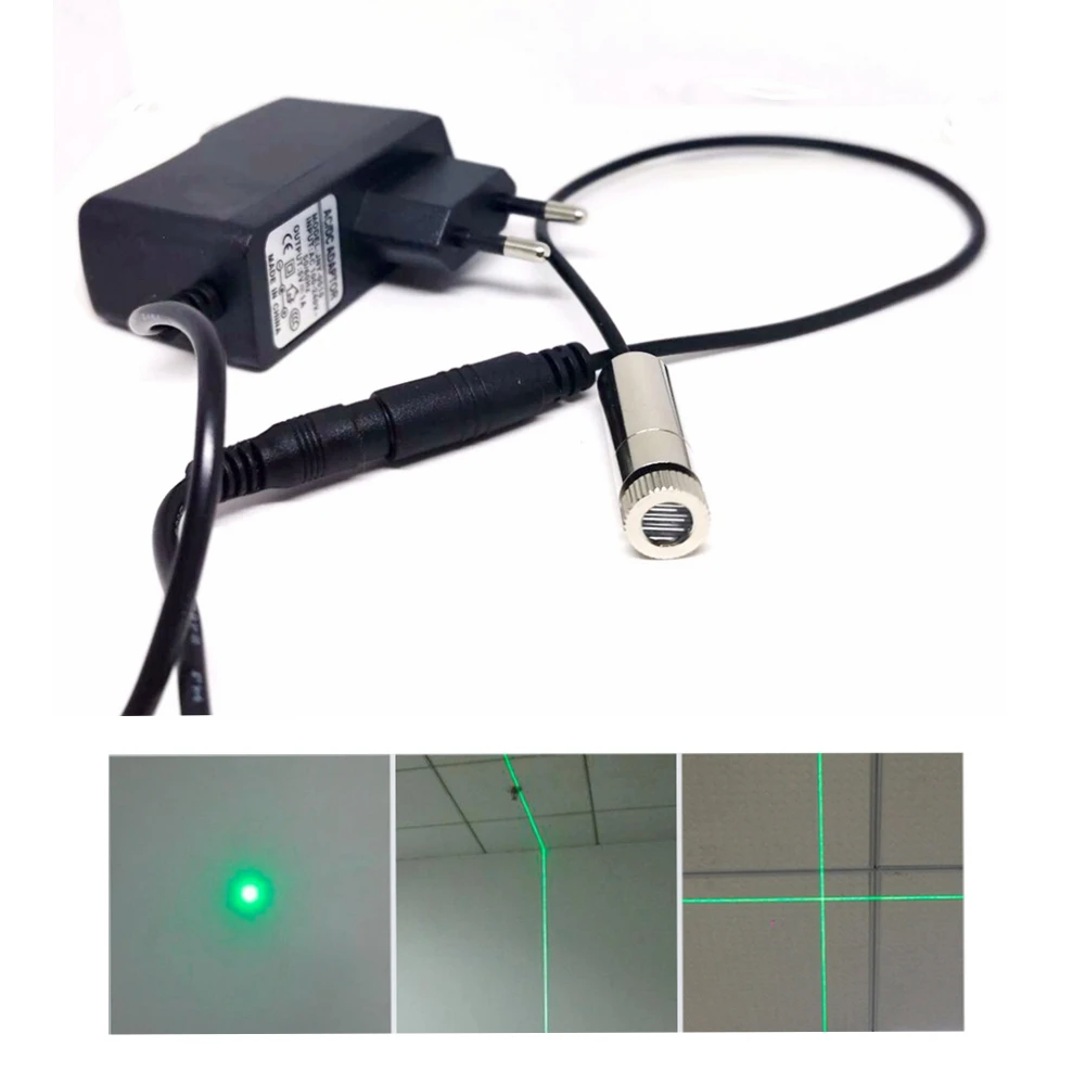 modulo focusable do laser do feixe verde 1235 mm 515nm 520nm 10mw cruz linha ponto 5v adaptador da alimentacao da ca 01