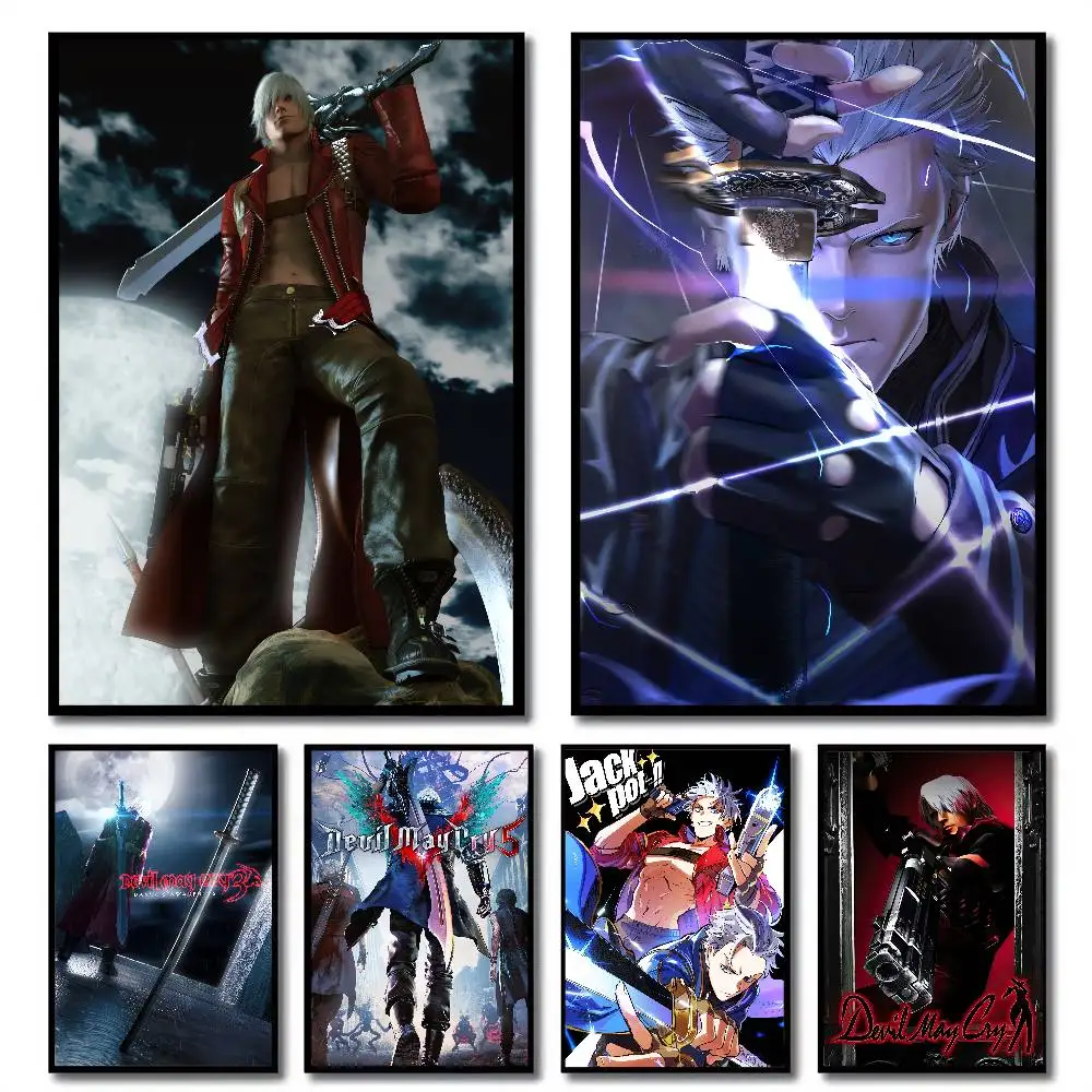 Game Devil May Cry Anime Poster Waterproof Wall Art Sticker For Bar Living Room Vintage Room Decor Print Gift