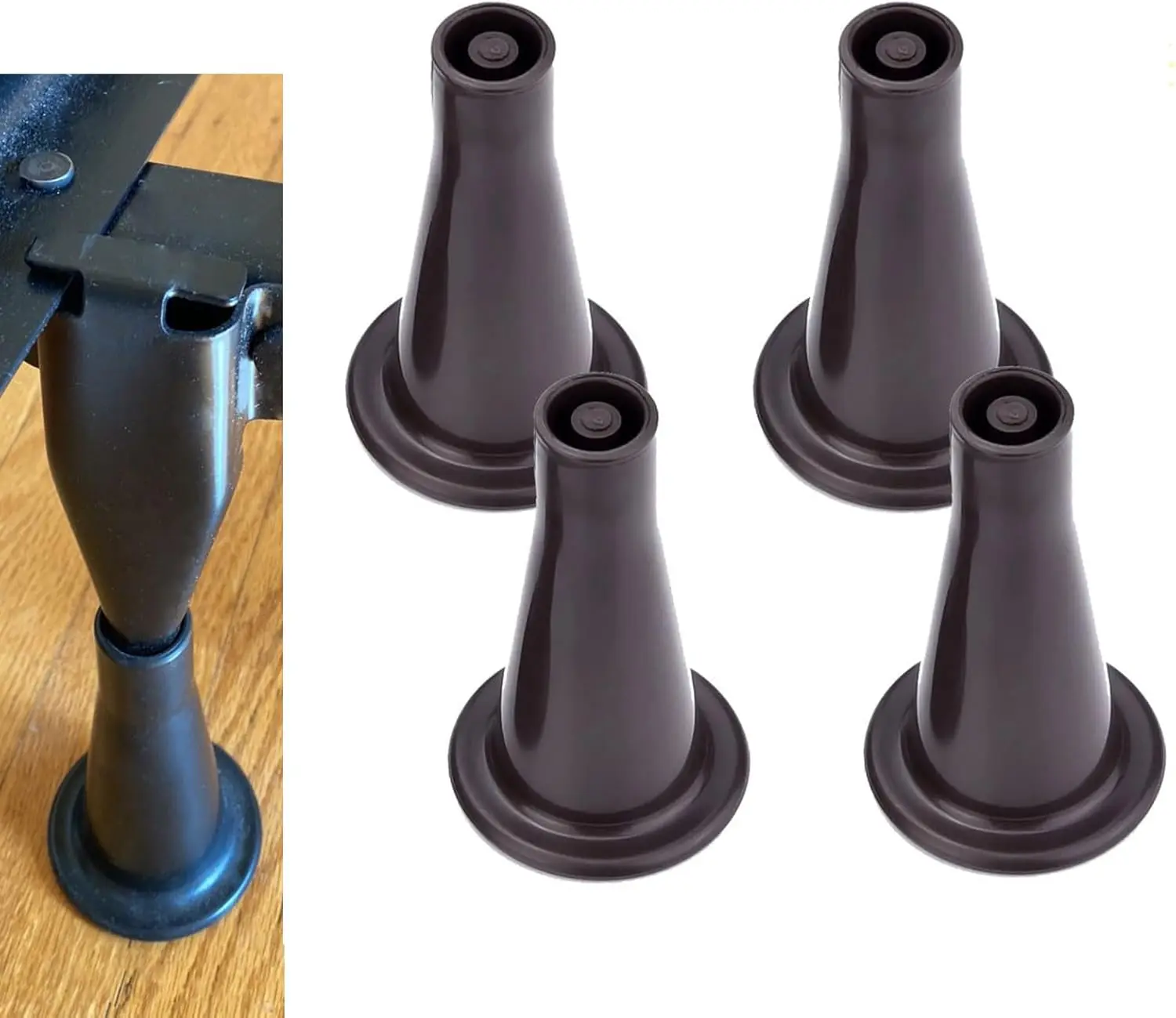 

Plastic Bed Frame Feet to Replace Wheels - Keep Your Bed Stationary and Protect Floor. Set of 4 Replacements