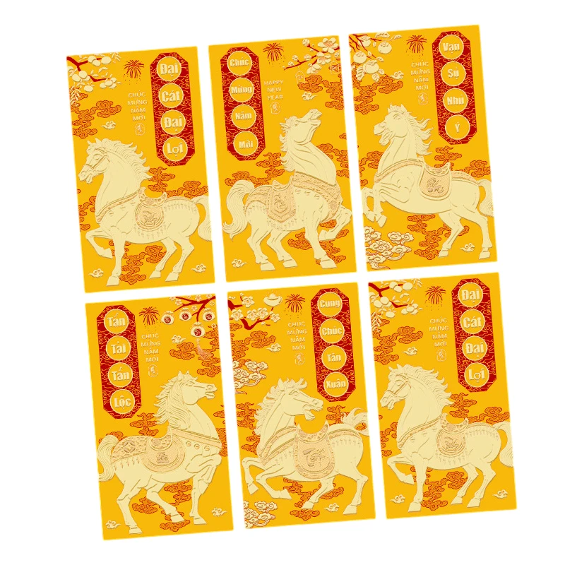 6 قطعة مغلف أحمر Chienses السنة الجديدة مغلفات المال شنطة هدايا هونغباو محظوظ حقيبة المال مهرجان الربيع نوفيل تشينو 2026