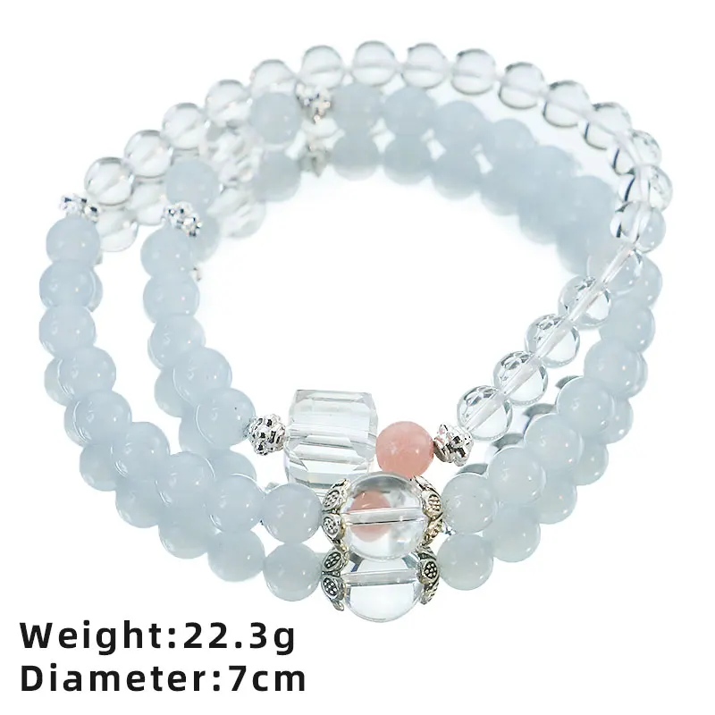 روز كوارتز البحر الأزرق دائرة مزدوجة سوار اليدوية مطاطا سوار مجوهرات هدية للنساء GB1331 #5