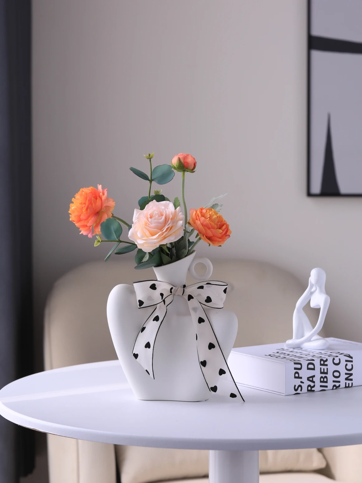 

3D lily simulation flower artificial flower living room dining table vase arrangement decoration ornaments