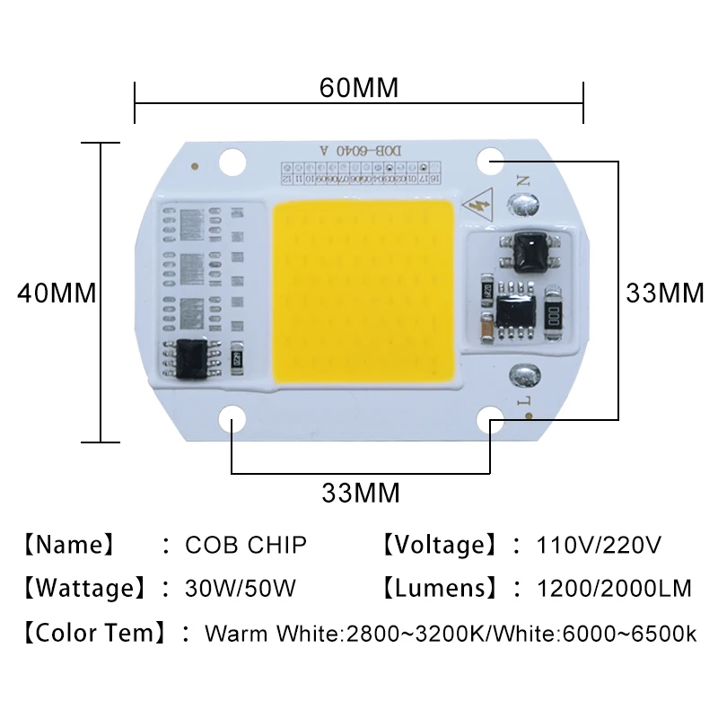 LED Chip COB Light Beads 110V 220V 20W 50W COB Chip Light Chip For Flood Light Spotlight Lampada DIY Lighting