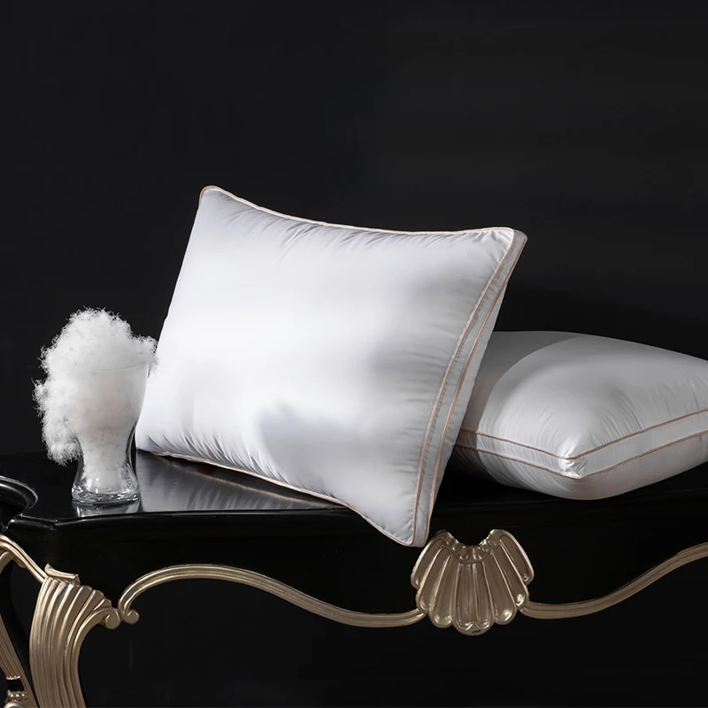 High-End-Daunenkissen, 100 % Gänsedaunen, 95 % Füllung, 1200 TC Baumwolle – 48 x 74 cm, 43 x 63 cm, Schlafkissen nach unten