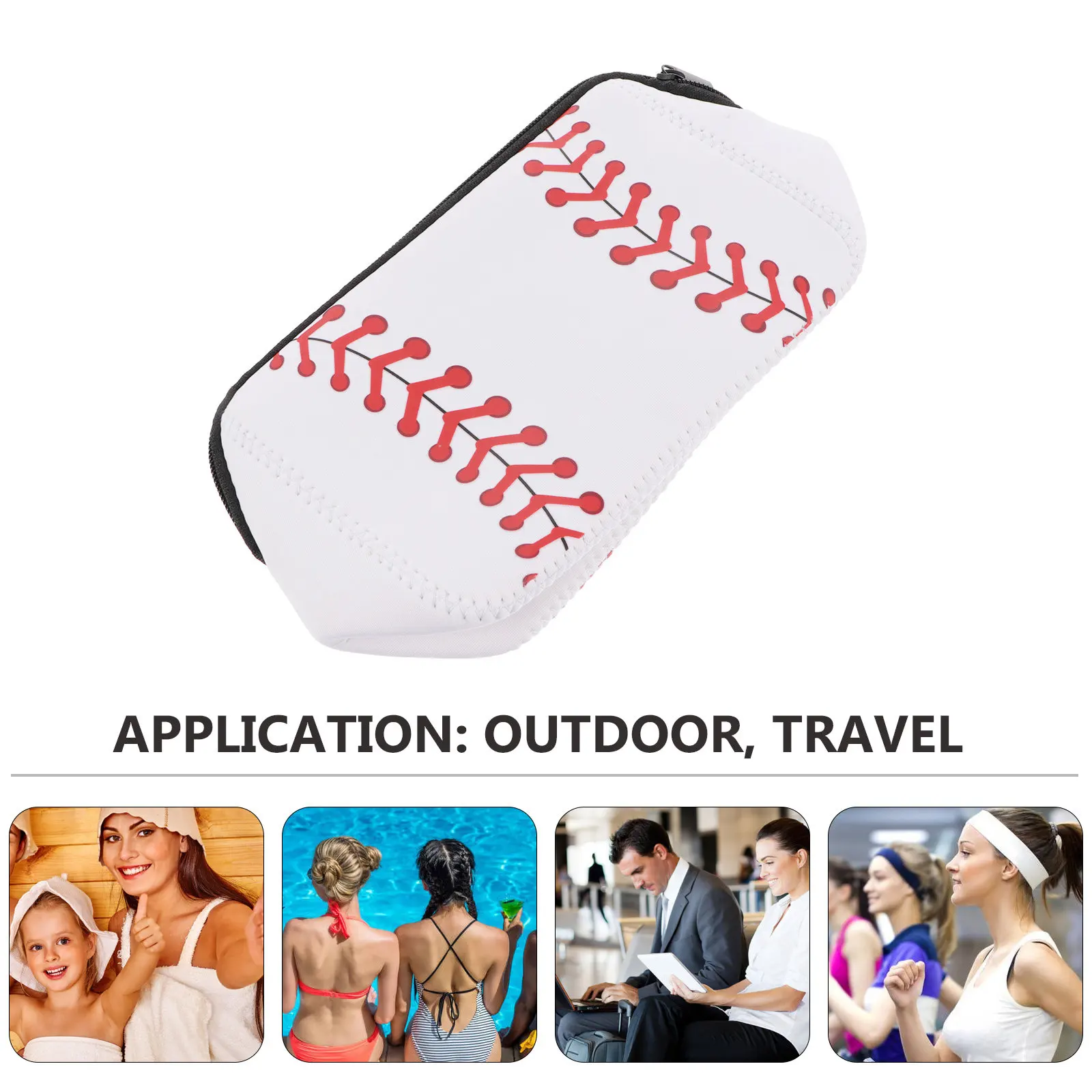 2Pcs Baseball Pattern Makeup Bag Pouch Travel Toiletry Organizer for Women Gym Camping Bathroom Outdoor Use Zipper