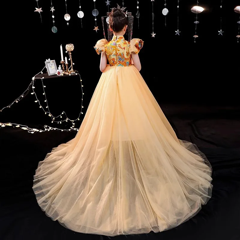 

Children's Formal Dress Princess Dress Little Host Dress Wedding Flower Girl Show Dress National Style Children's Model Show Dre