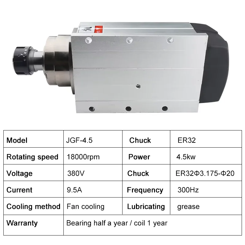 CNC 4.5kw مربع المغزل المبرد بالهواء ER32 تشاك 4 تحمل 220 فولت 380 فولت جهاز التوجيه باستخدام الحاسب الآلي النجارة آلة نحت وطحن