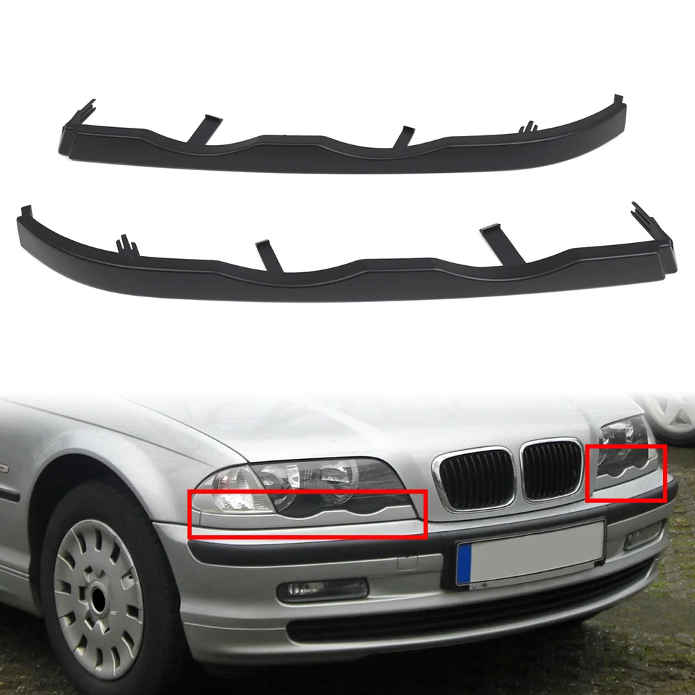 1 Pair Car Front Bumper Headlight Lower Molding Trim For BMW 3 Series E46 4Door 1997 1998 1999 2000 2001 2002 2003 2004 2005