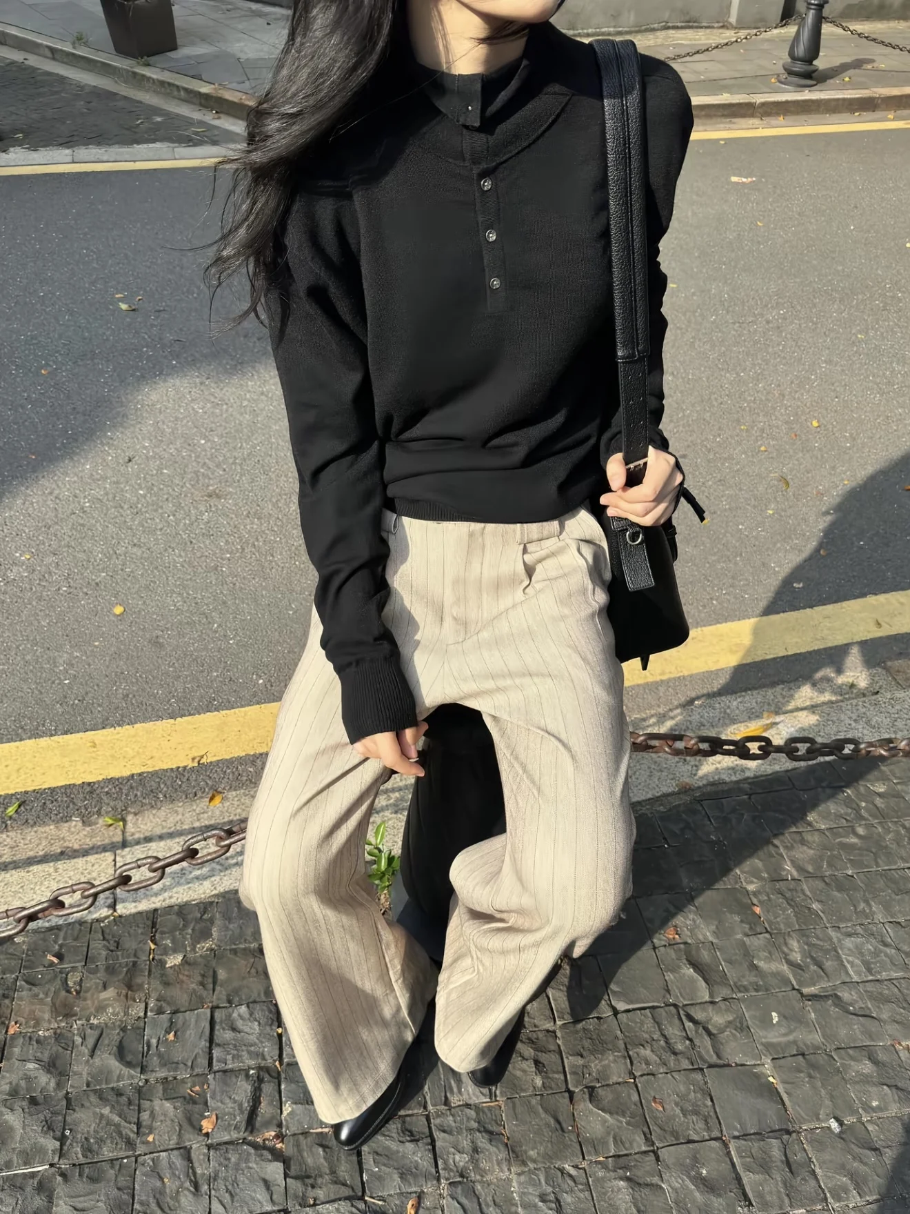 الرجعية عملة زر مكبل طوق طويل Sve محبوك سترة ex الخريف الشتاء عارضة تنوعا أعلى كلينفيت تريكو #2