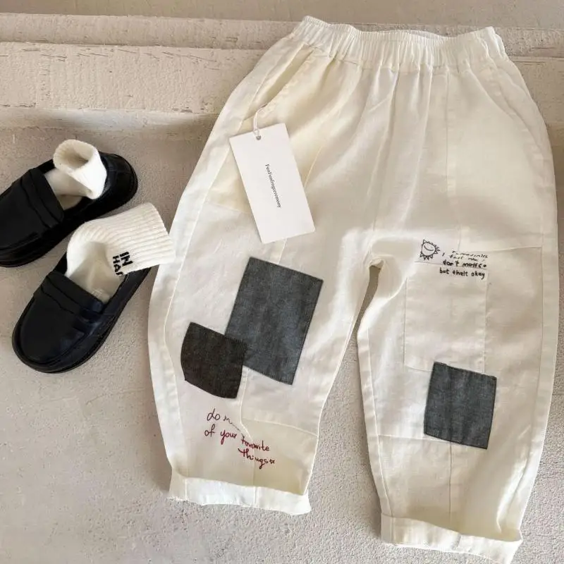 

2026 Summer New Children Loose Trousers Toddler Boys Thin Harem Pants Linen Cotton Girls Casual Pants Kids Mosquito Proof Pants