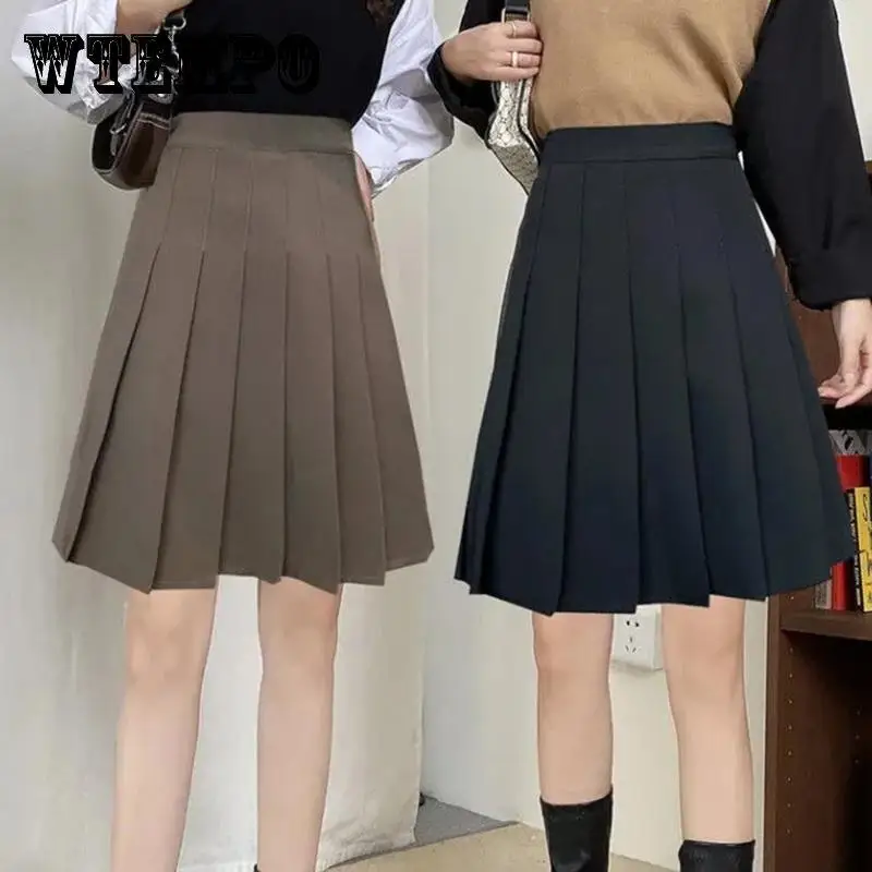 WTEMPO Women's Pleated Skirts Elastic High Waist Preppy Style Harajuku Y2K Skirt Girl's Streetwear School Cosplay Casual Skirts