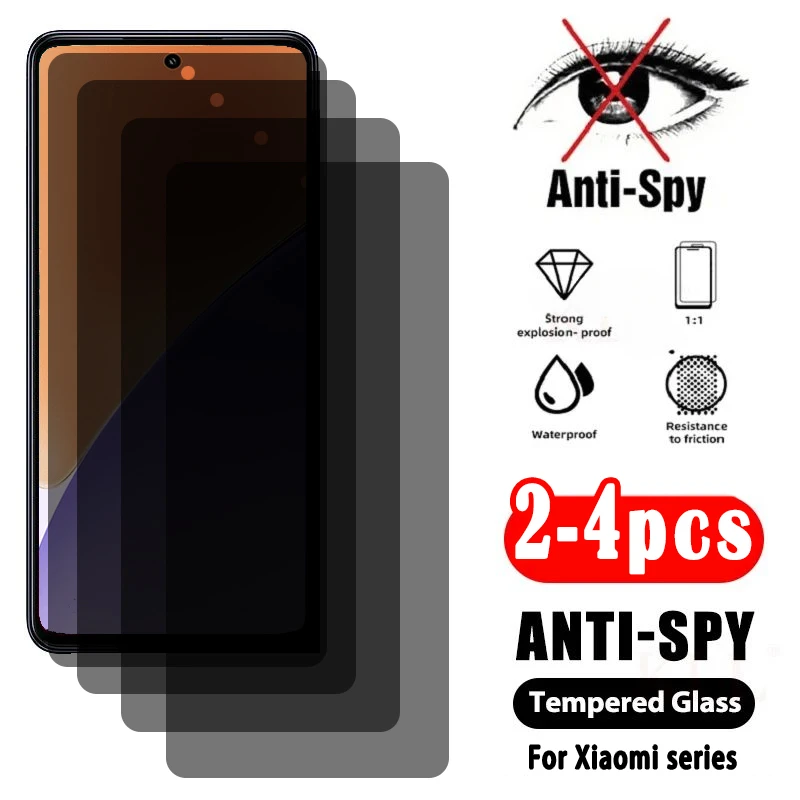 

2-4pcs Full Cover Anti-spy Privacy Tempered Glass For Xiaomi 15 14 13 14T 13T Pro Screen Protector Redmi Note 14 14C 14R 13C