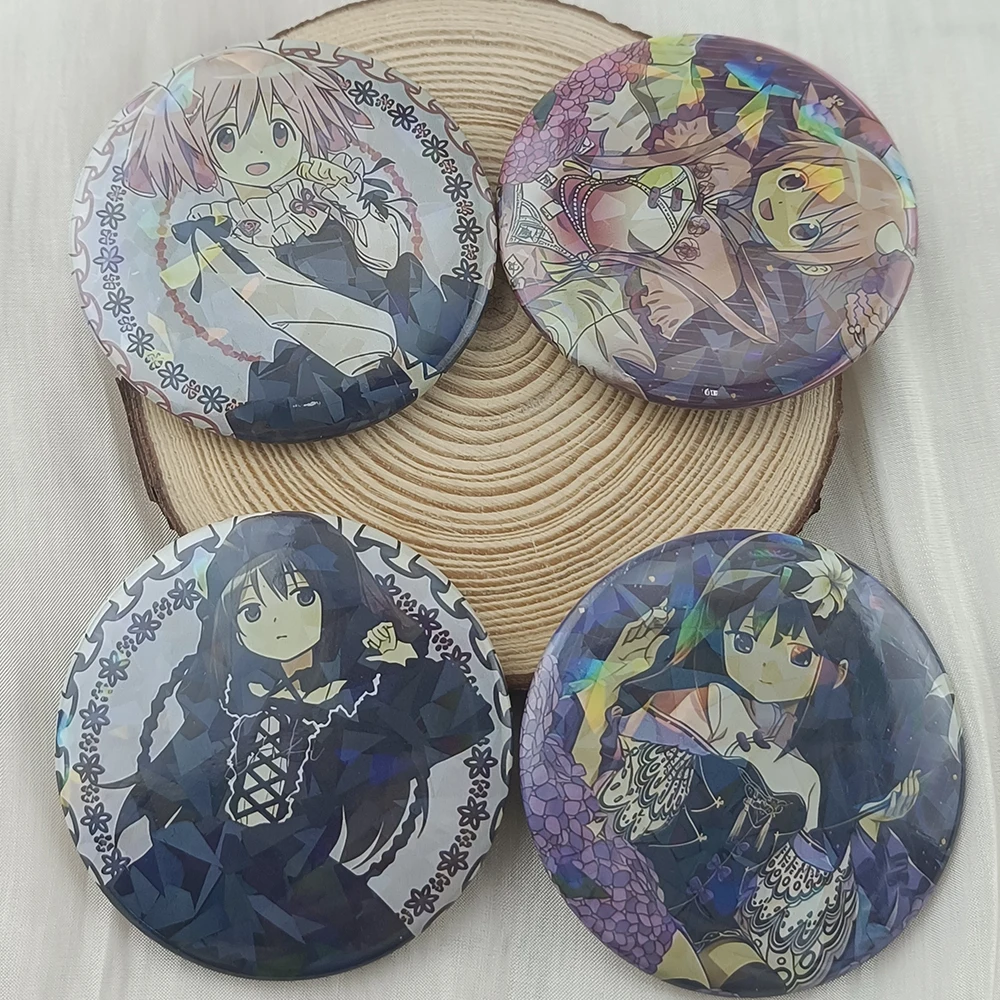 Anime Puella Magi Madoka Magica Homura Akemi Badge Cute Cartoon Girl Brooch Round Cosplay Lapel Pins Bag Hat Jewelry Accessories