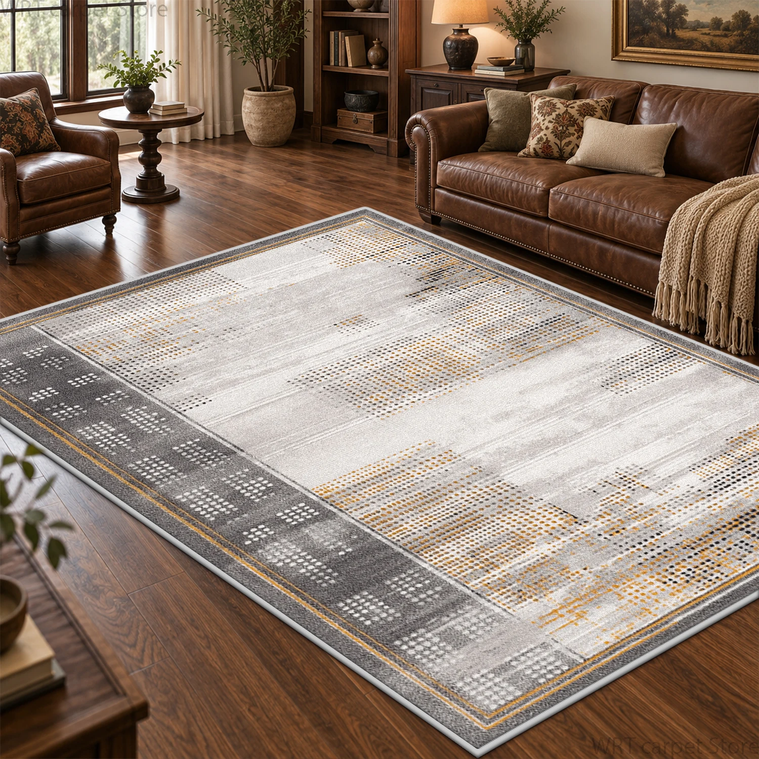 Classic Art Multiple Border Large Rug Earth Tone Soft Floor Mat for Living Room Study Room Home Decor Washable Non-slip Carpet