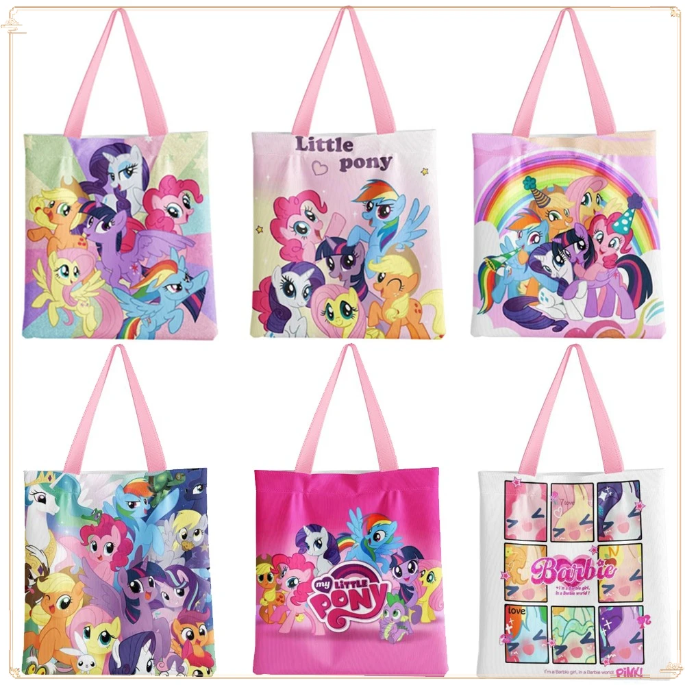 

Cartoon Tote Bag Lovely Large Capacity Canvas Bag with Zipper Design Children Go To School Storage Bag Multiple Pattern Choices