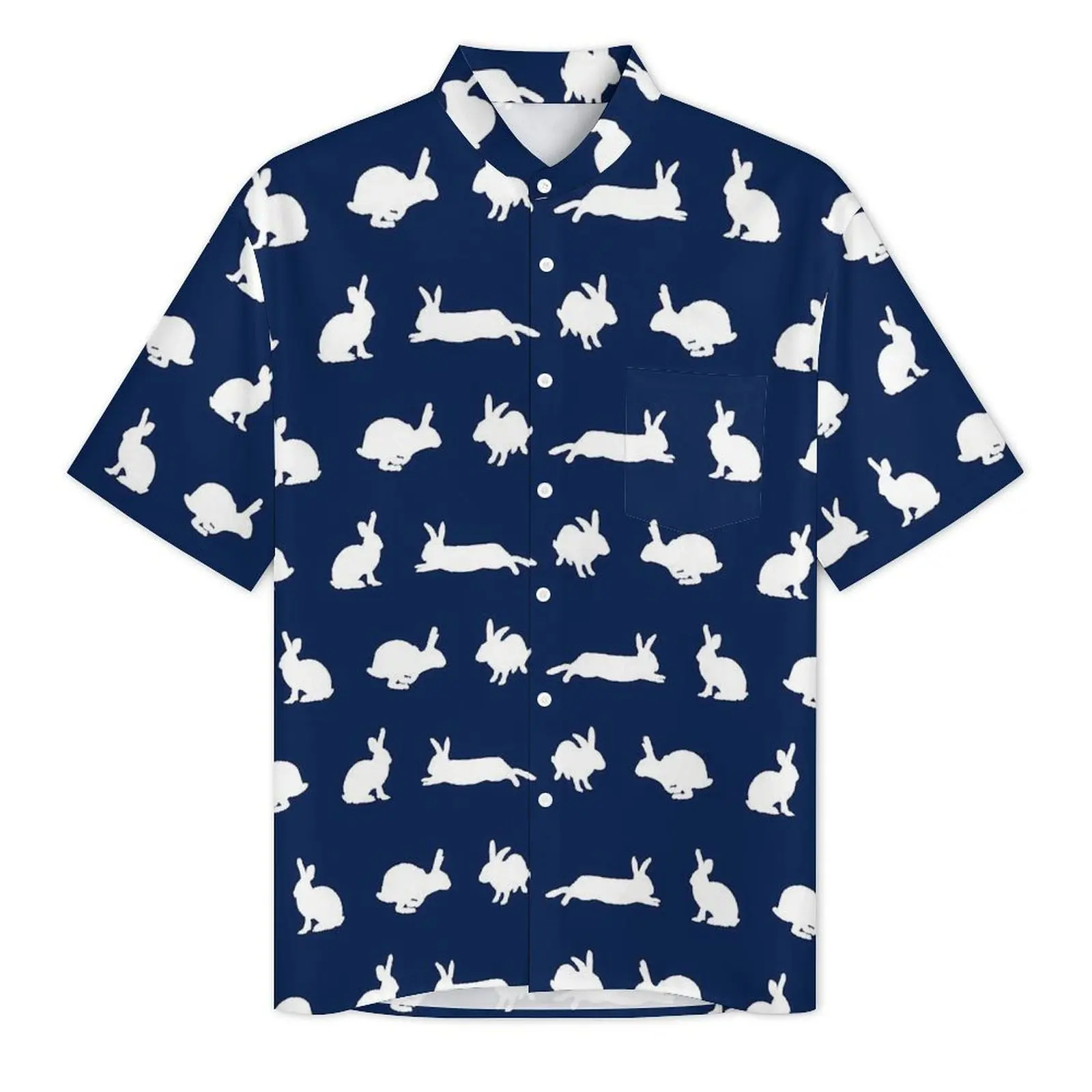 Hawaiian Shirt Beach White Rabbit Blouses Bunny Frenzy Trendy Casual Shirts Men Short Sleeve Stylish Oversized Tops