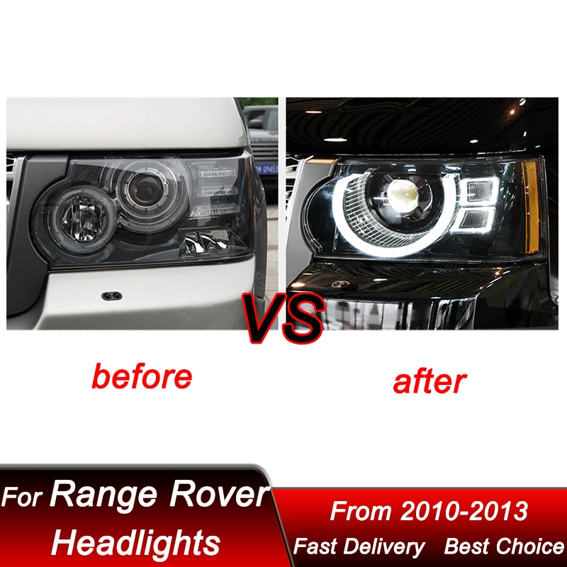 Car Headlights For Land Rover Range Rover 05-13 Upgrade Defender style LED Headlamp Assembly Projector Lens Accessories Kit
