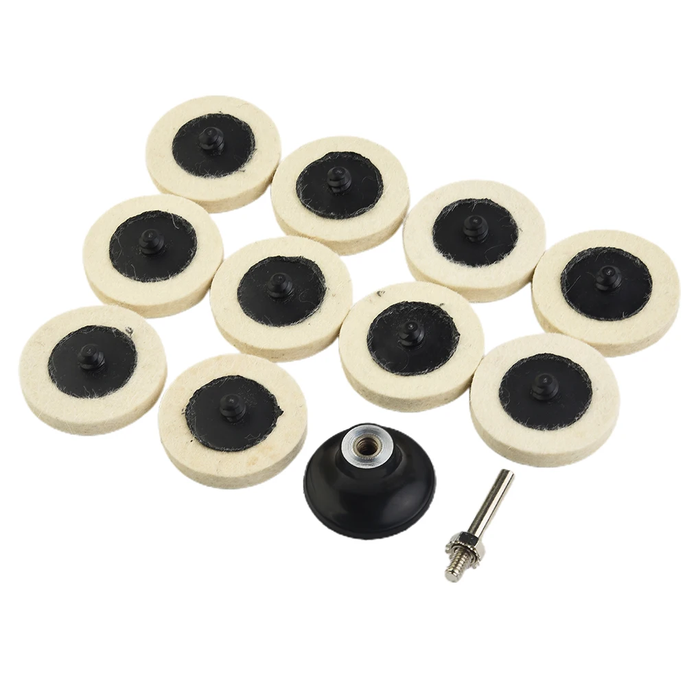 Tamponi per lucidatura Feltro di lana Ruote compresse da 50 mm/2" + 1 kit di accessori per dischi di supporto Attacco pratico