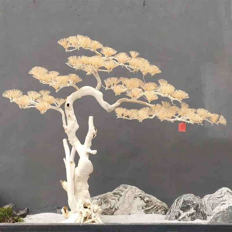 

New Chinese simulation pine welcome pine, cedar, masson pine indoor large decorative dead wood false tree floor ornament